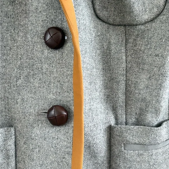J Crew Gray Blazer with Tan Trim - Picture 2 of 6